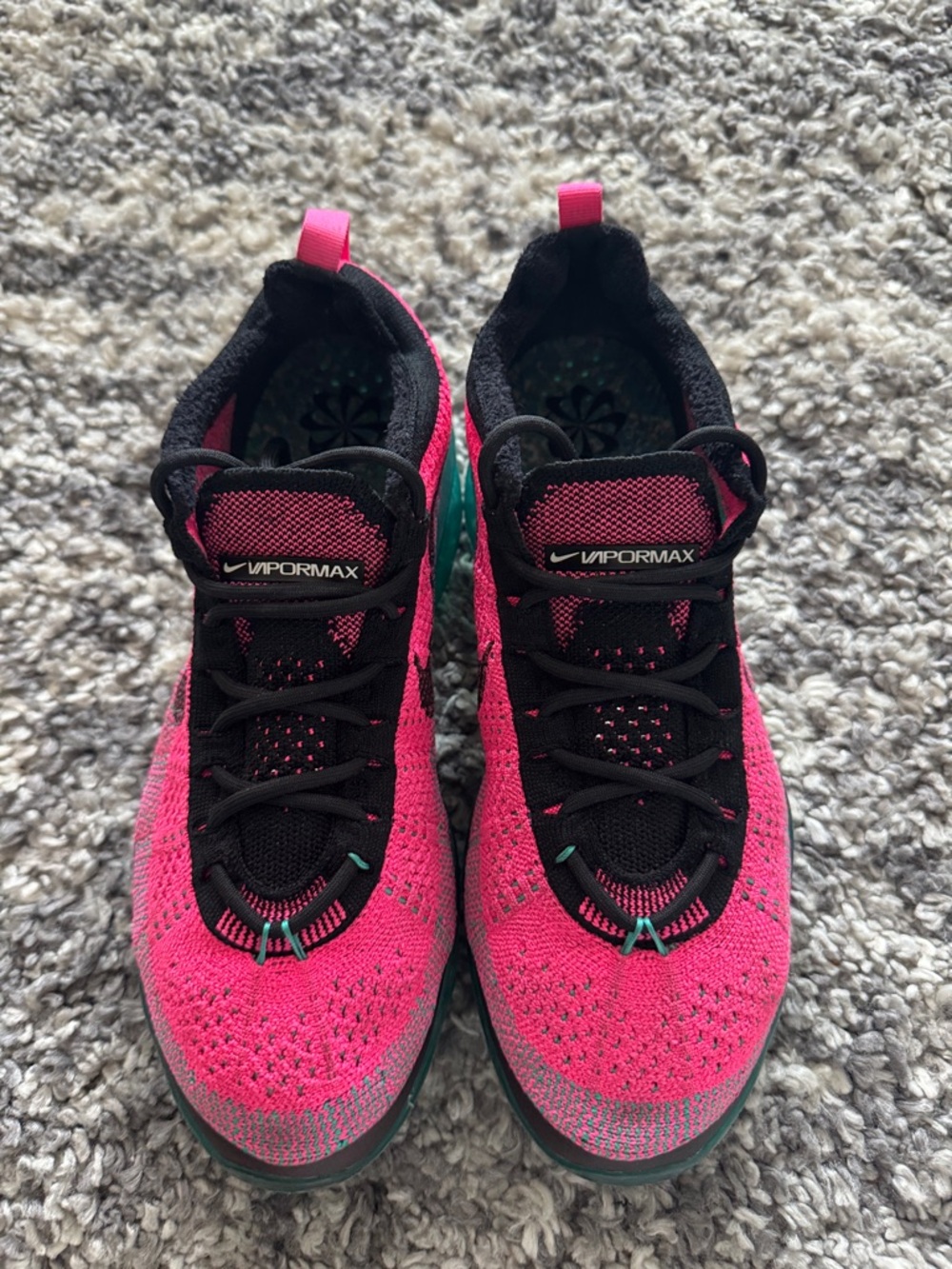 Nike Women's Pink and Black Flyknit Lace-Up Athletic Sneakers